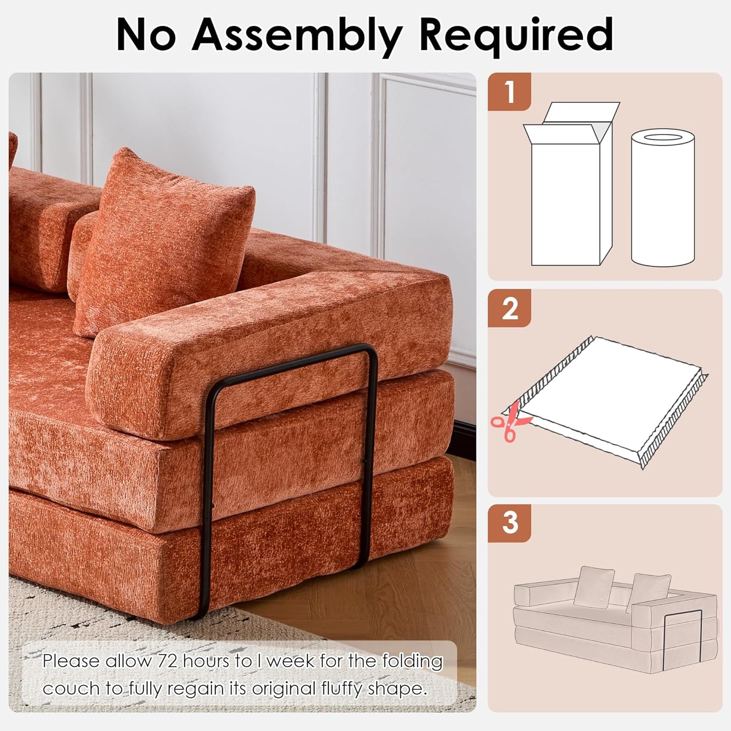 Convertible Sleeper Sofa Bed, 78.5" Corduroy Foldable Loveseat Sofa