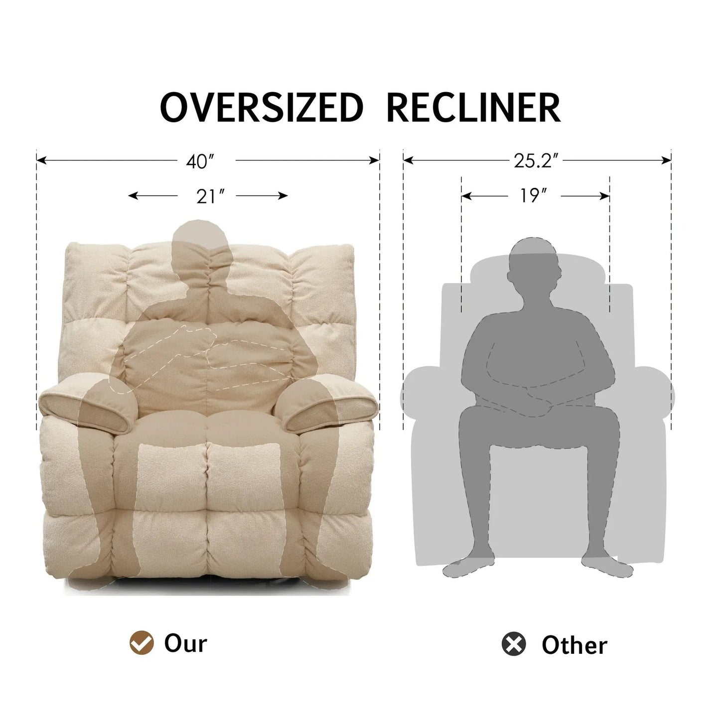 King Size Rocking Recliner Sofa