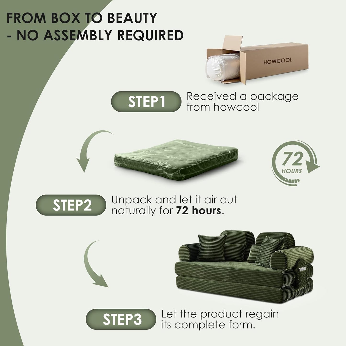 Convertible Sleeper Sofa Bed, 78.5" Corduroy Foldable Loveseat Sofa