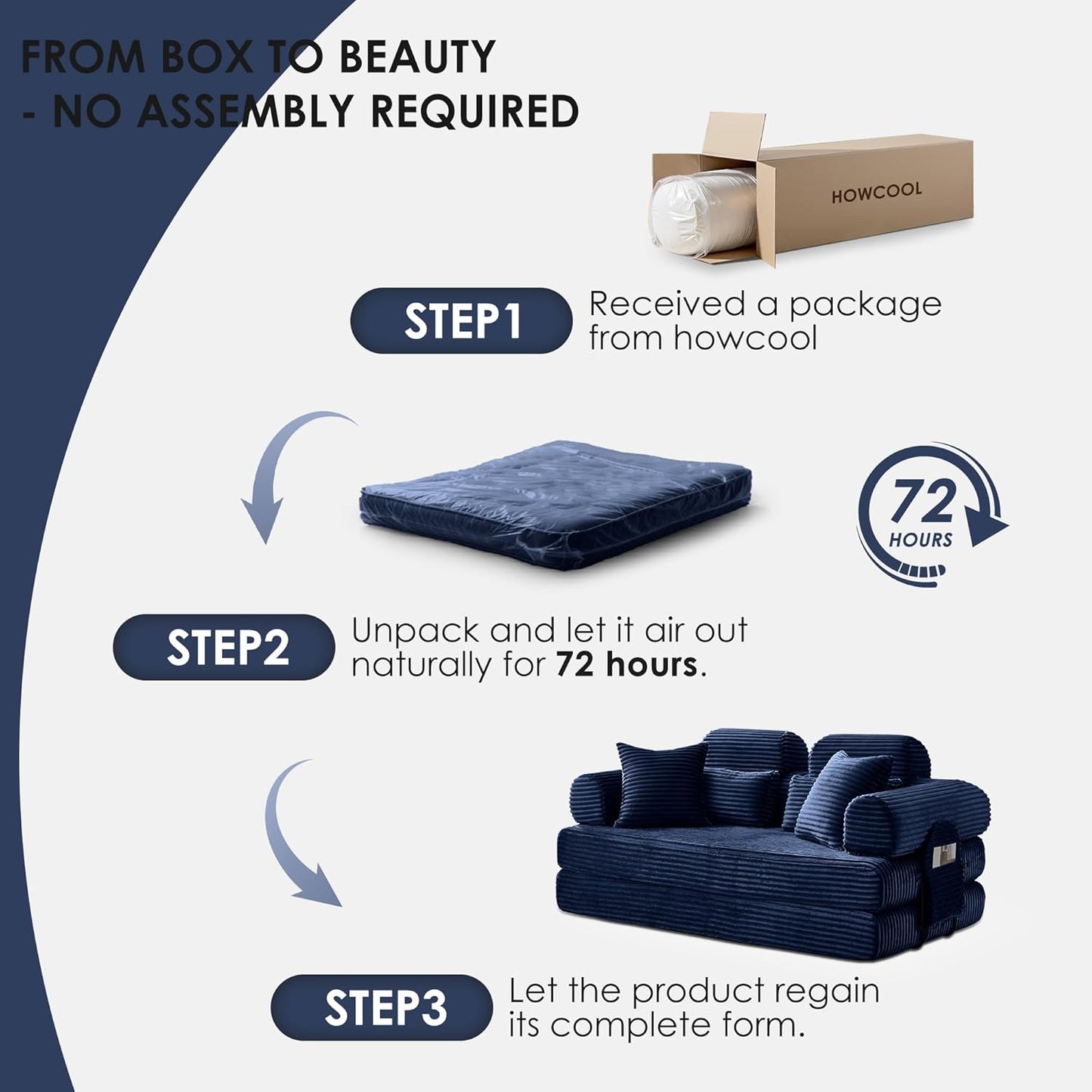 Convertible Sleeper Sofa Bed, 78.5" Corduroy Foldable Loveseat Sofa