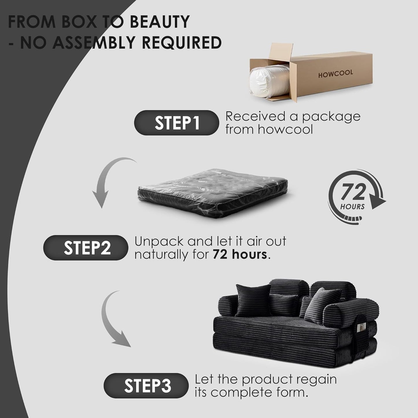 Convertible Sleeper Sofa Bed, 78.5" Corduroy Foldable Loveseat Sofa