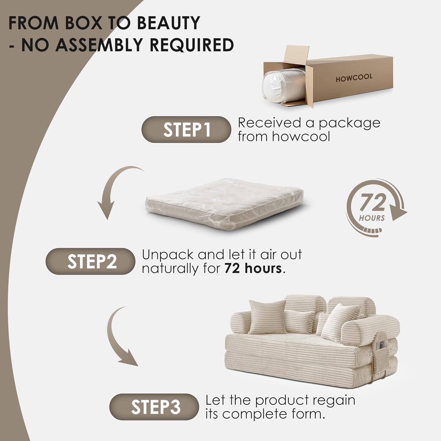 Convertible Sleeper Sofa Bed, 78.5" Corduroy Foldable Loveseat Sofa