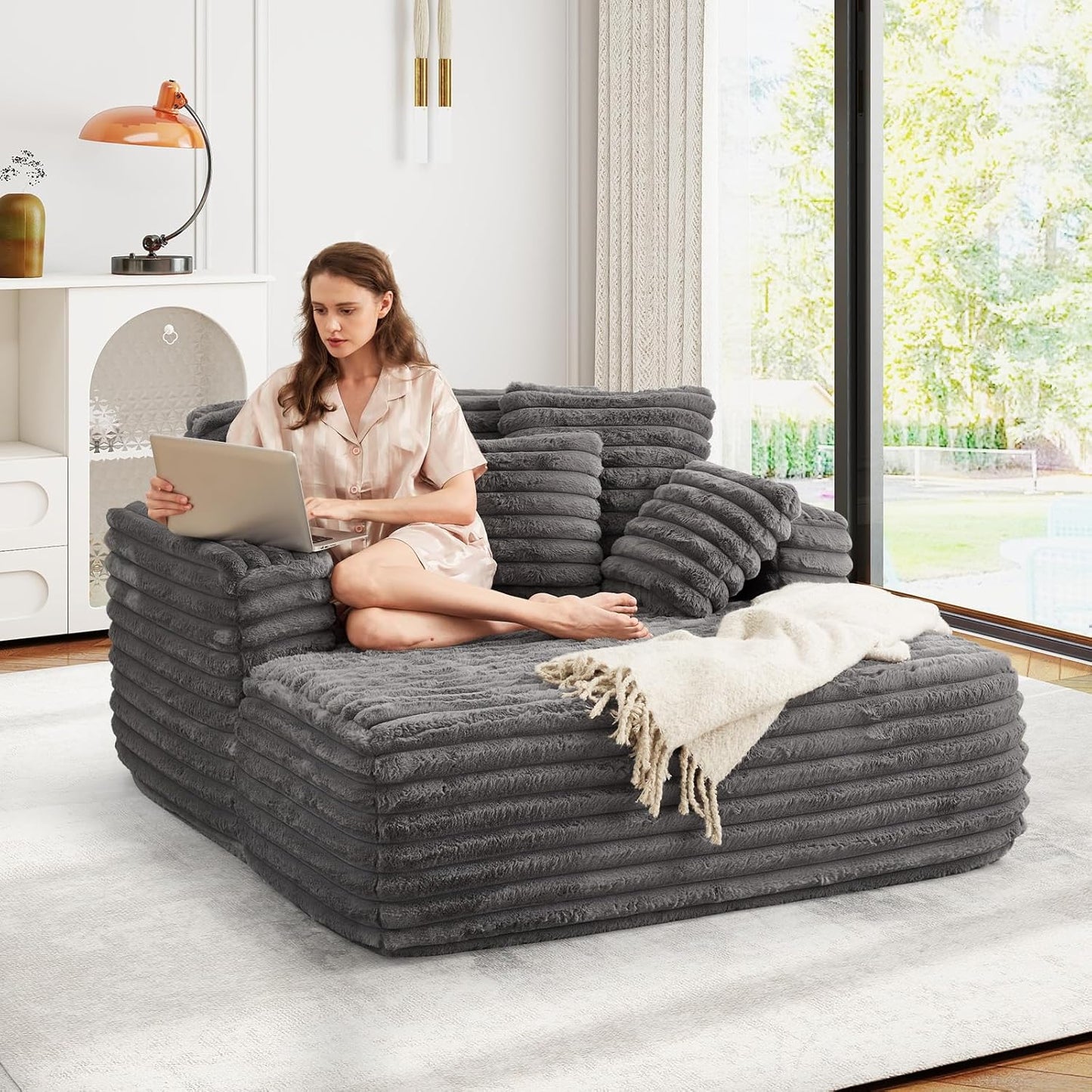 56"W Oversized Chaise Lounge Chair Indoor