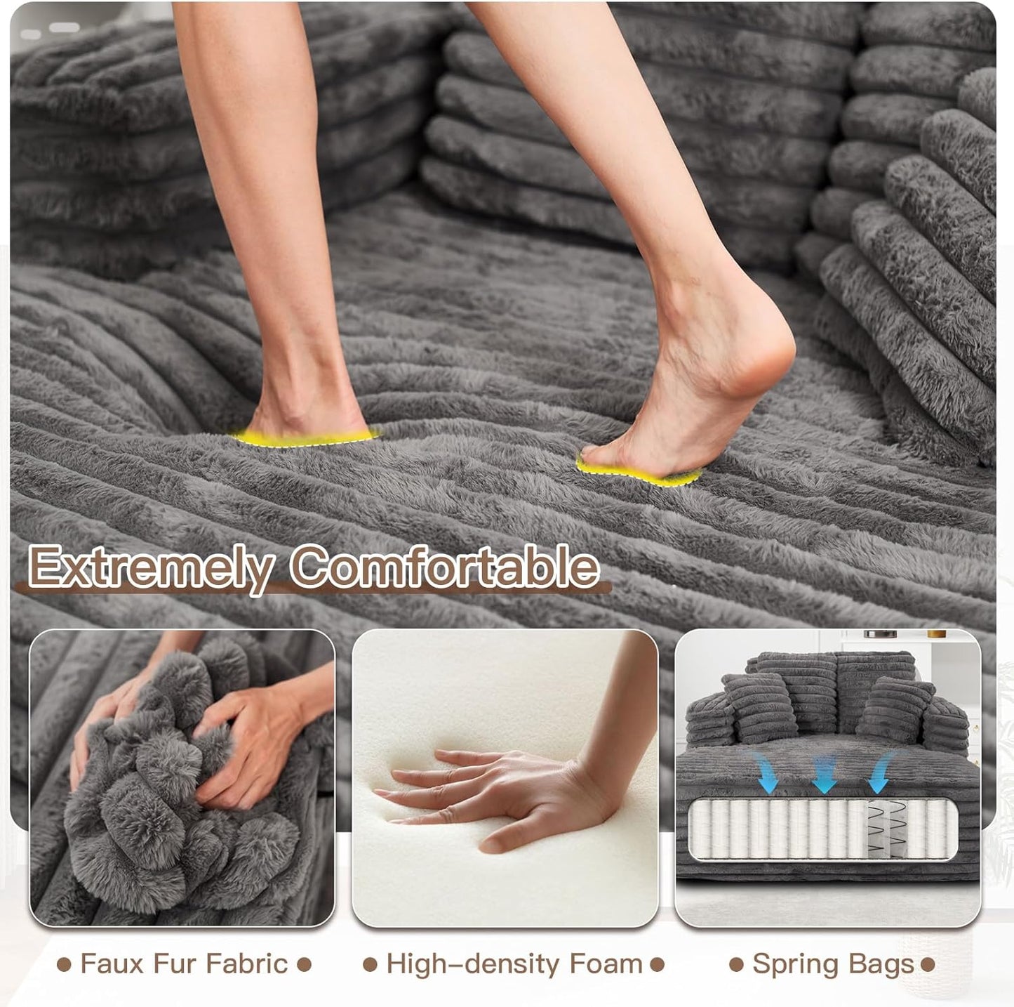 56"W Oversized Chaise Lounge Chair Indoor