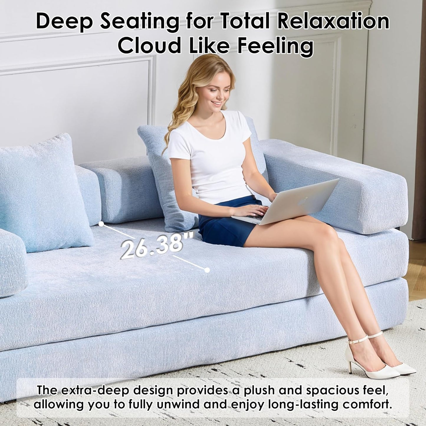 Convertible Sleeper Sofa Bed, 78.5" Corduroy Foldable Loveseat Sofa