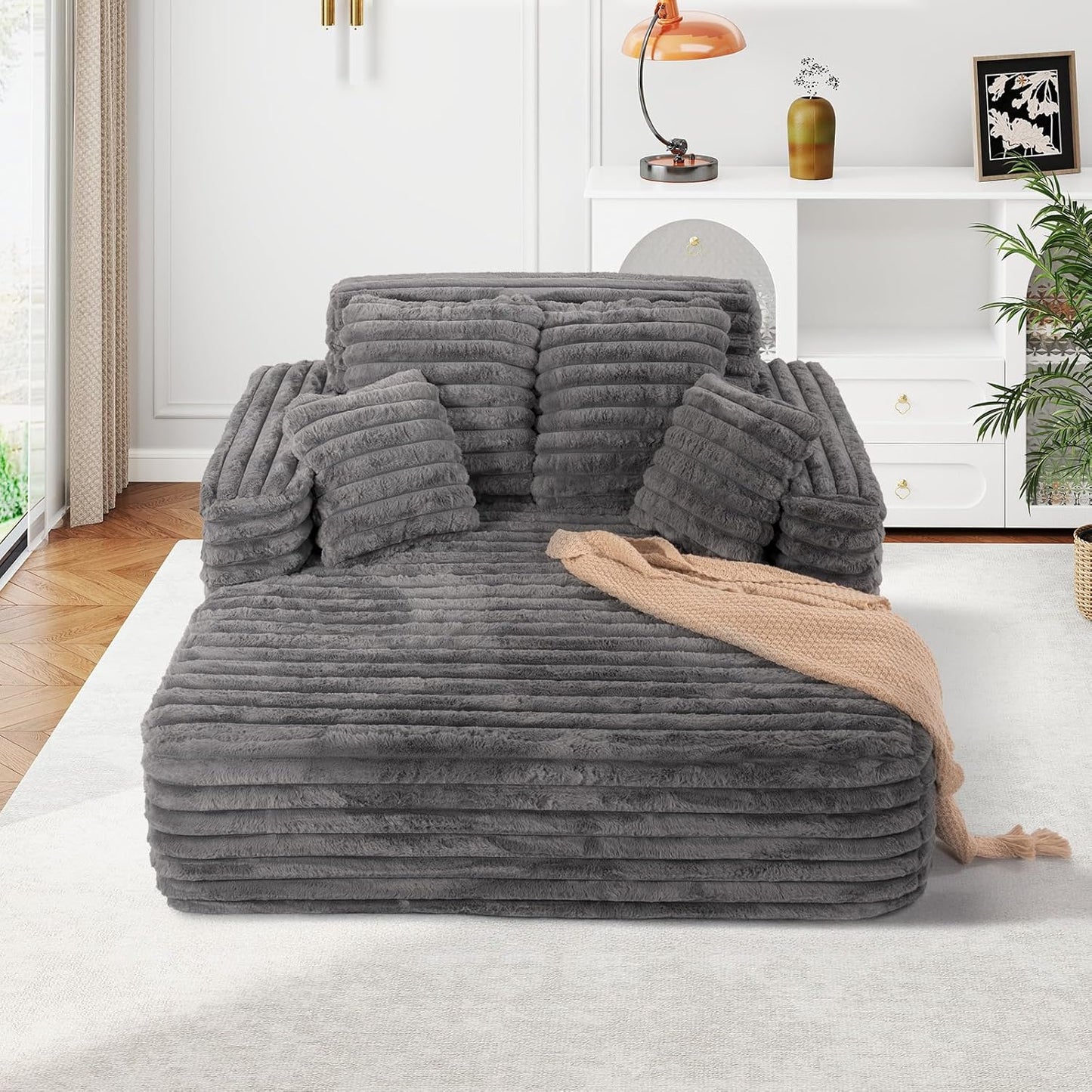 56"W Oversized Chaise Lounge Chair Indoor