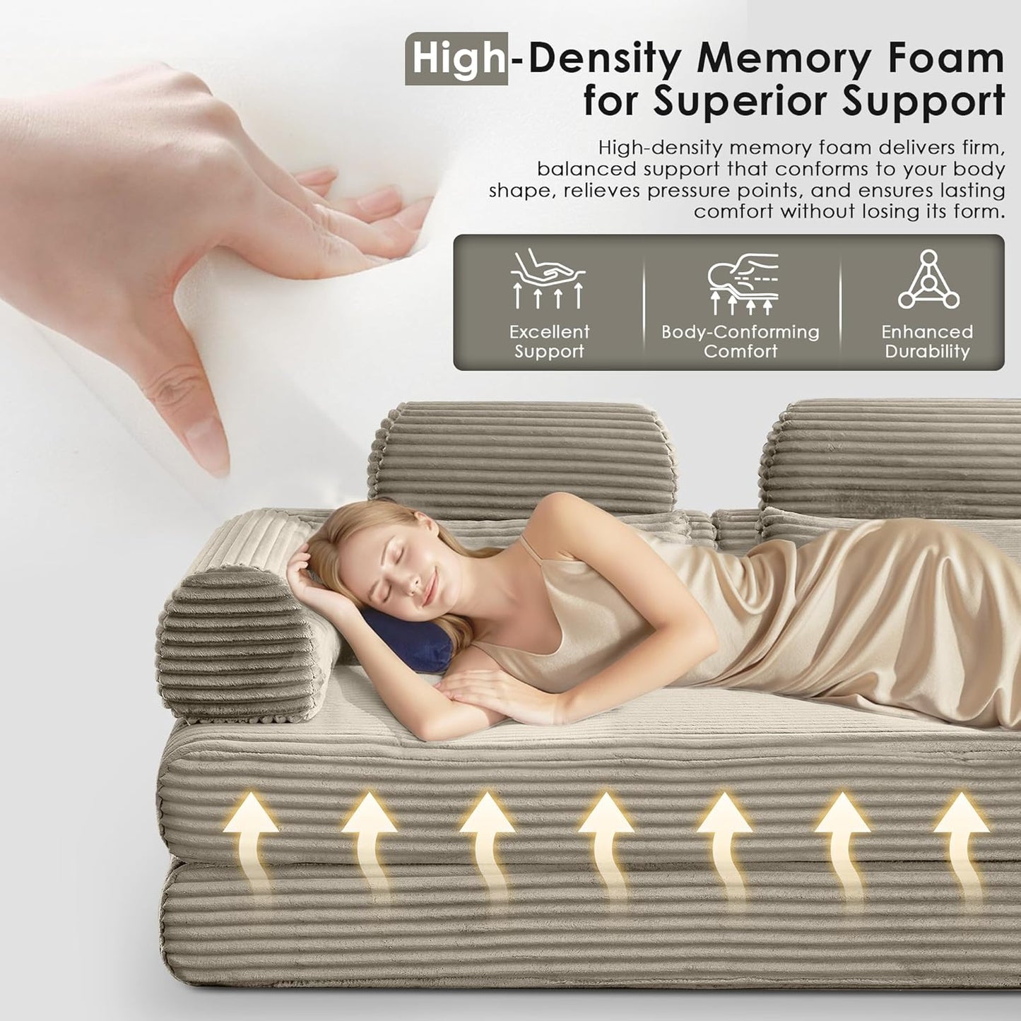 Convertible Sleeper Sofa Bed, 78.5" Corduroy Foldable Loveseat Sofa