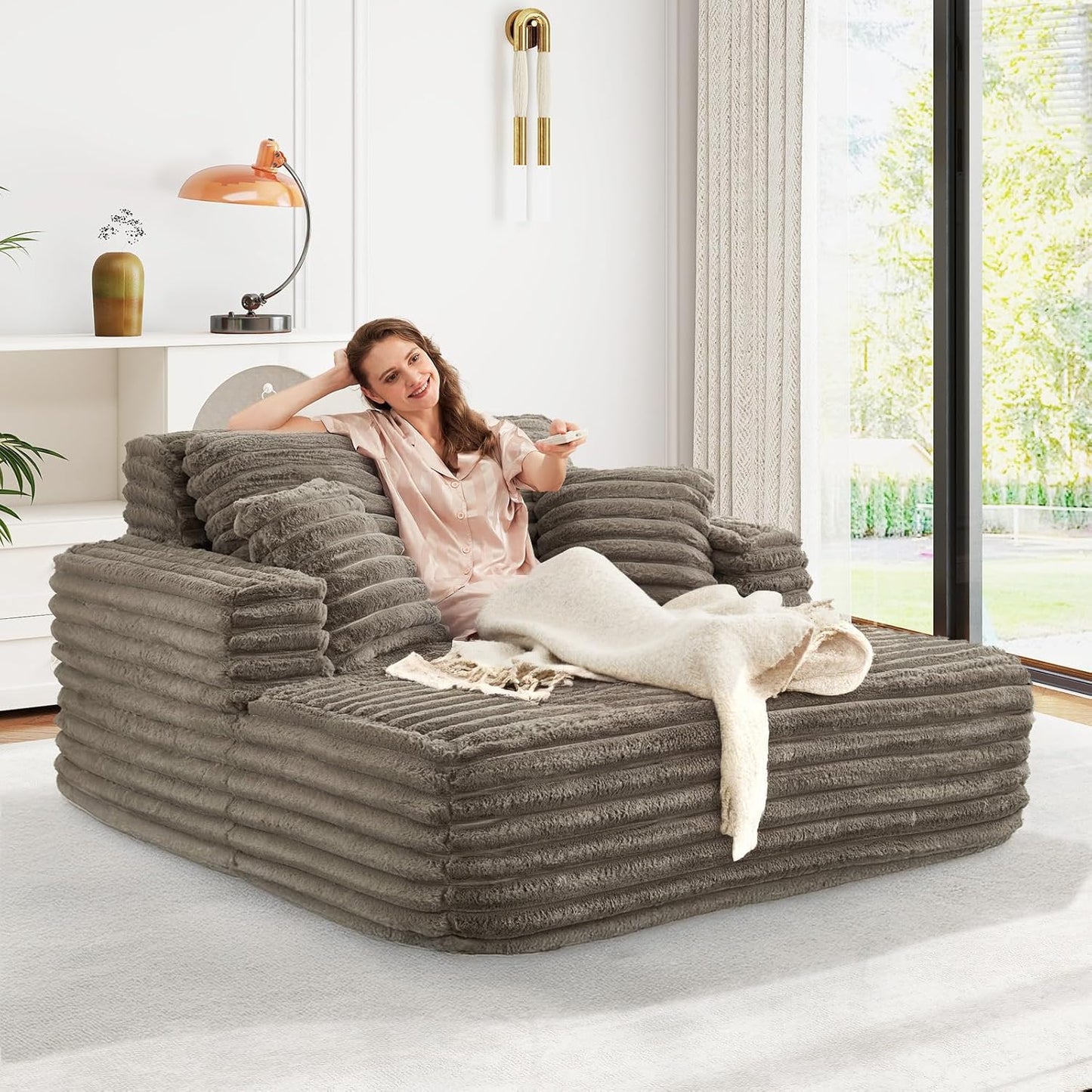 56"W Oversized Chaise Lounge Chair Indoor