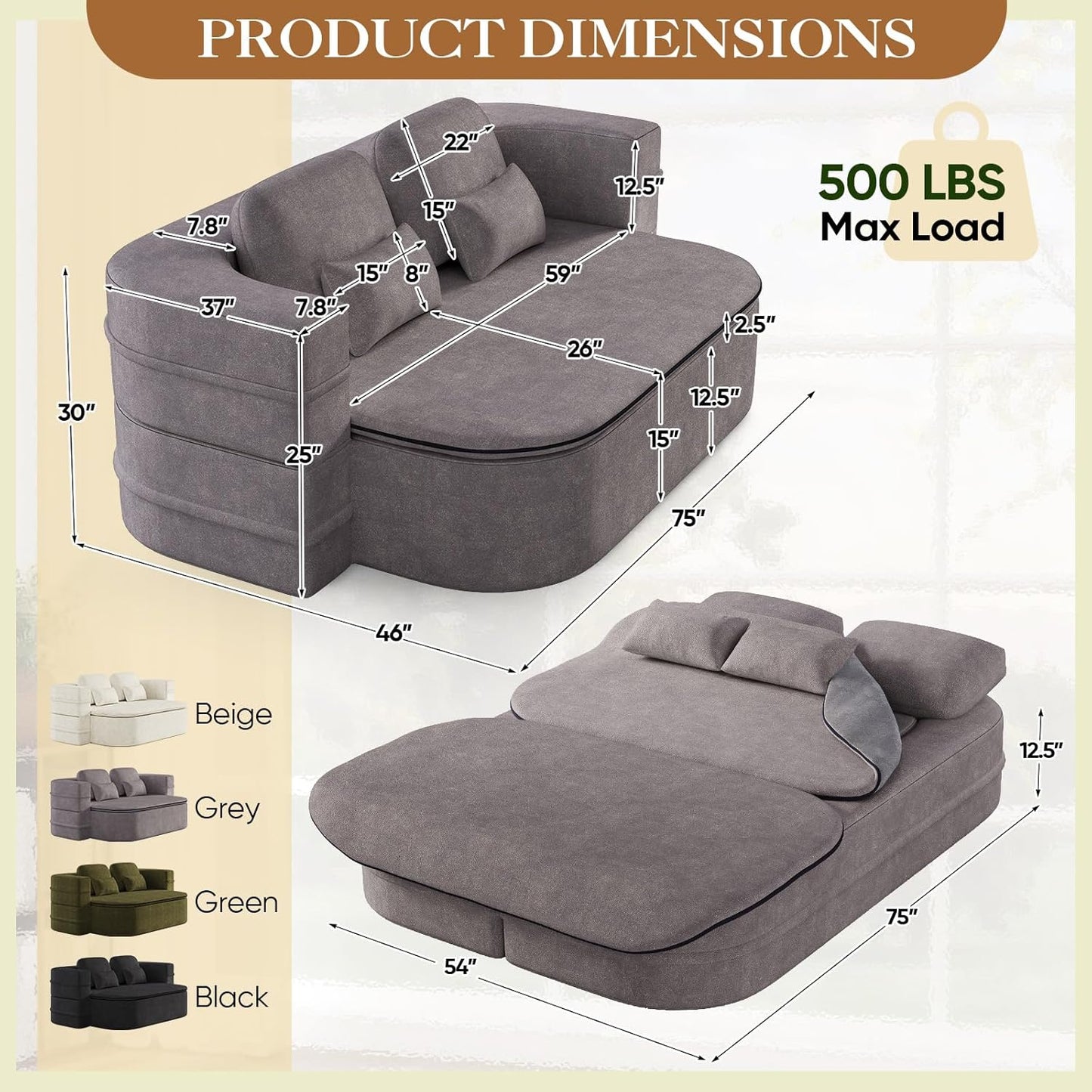 Antetek Convertible Sleeper Sofa