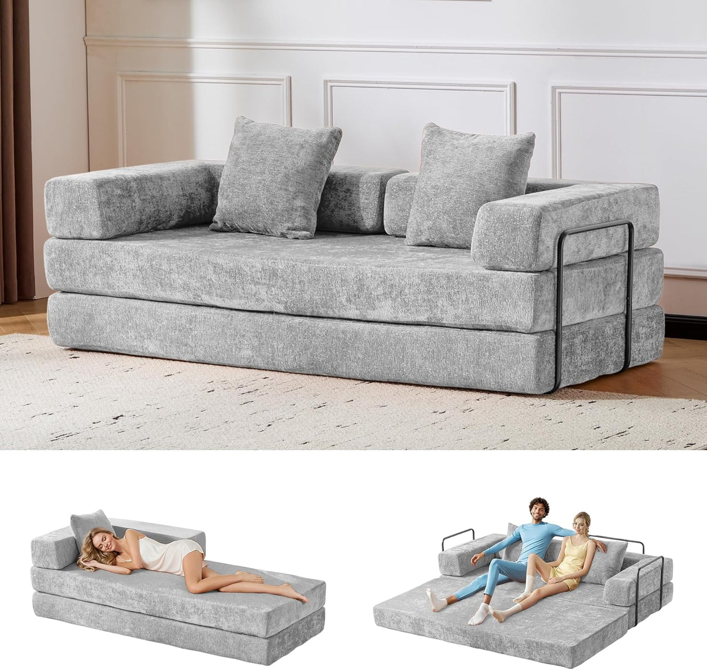 Convertible Sleeper Sofa Bed, 78.5" Corduroy Foldable Loveseat Sofa