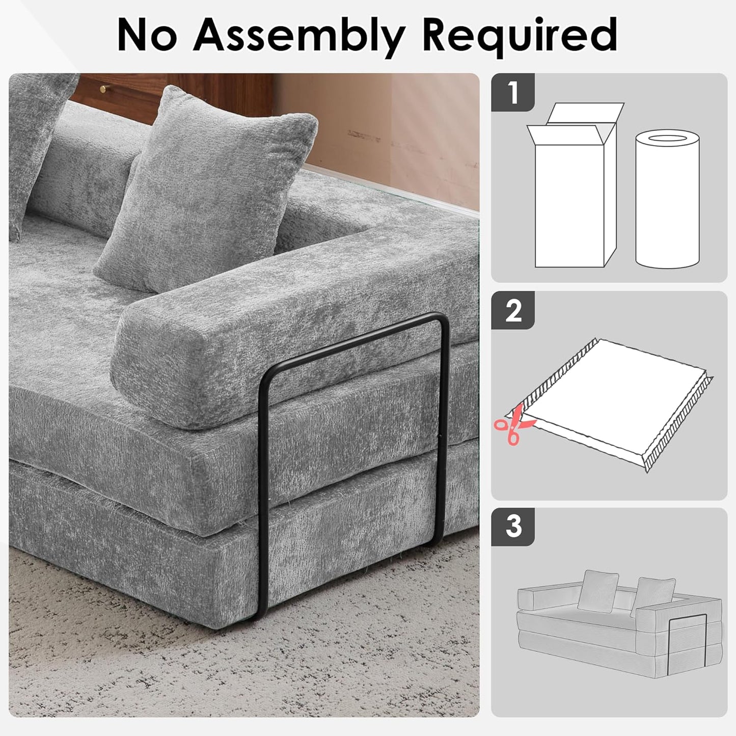 Convertible Sleeper Sofa Bed, 78.5" Corduroy Foldable Loveseat Sofa