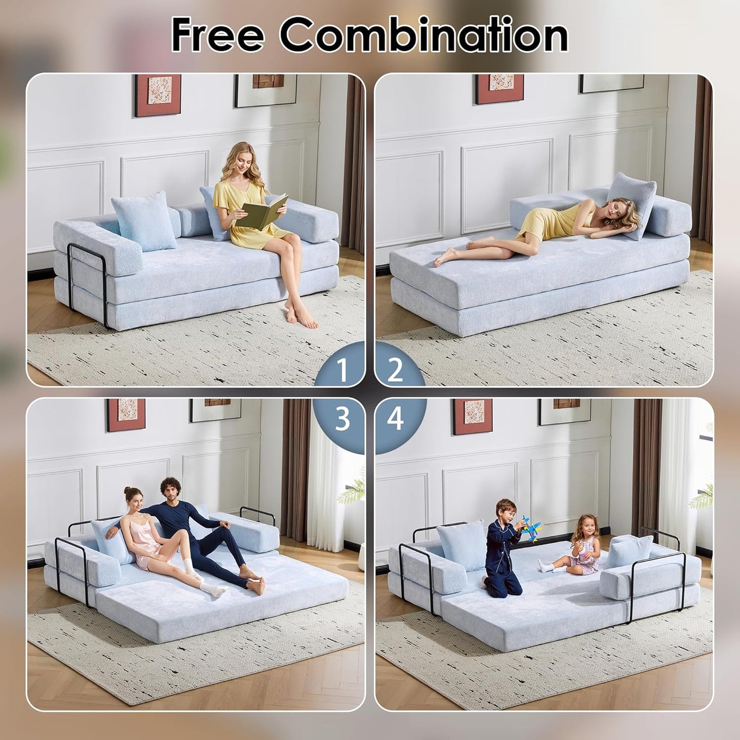 Convertible Sleeper Sofa Bed, 78.5" Corduroy Foldable Loveseat Sofa