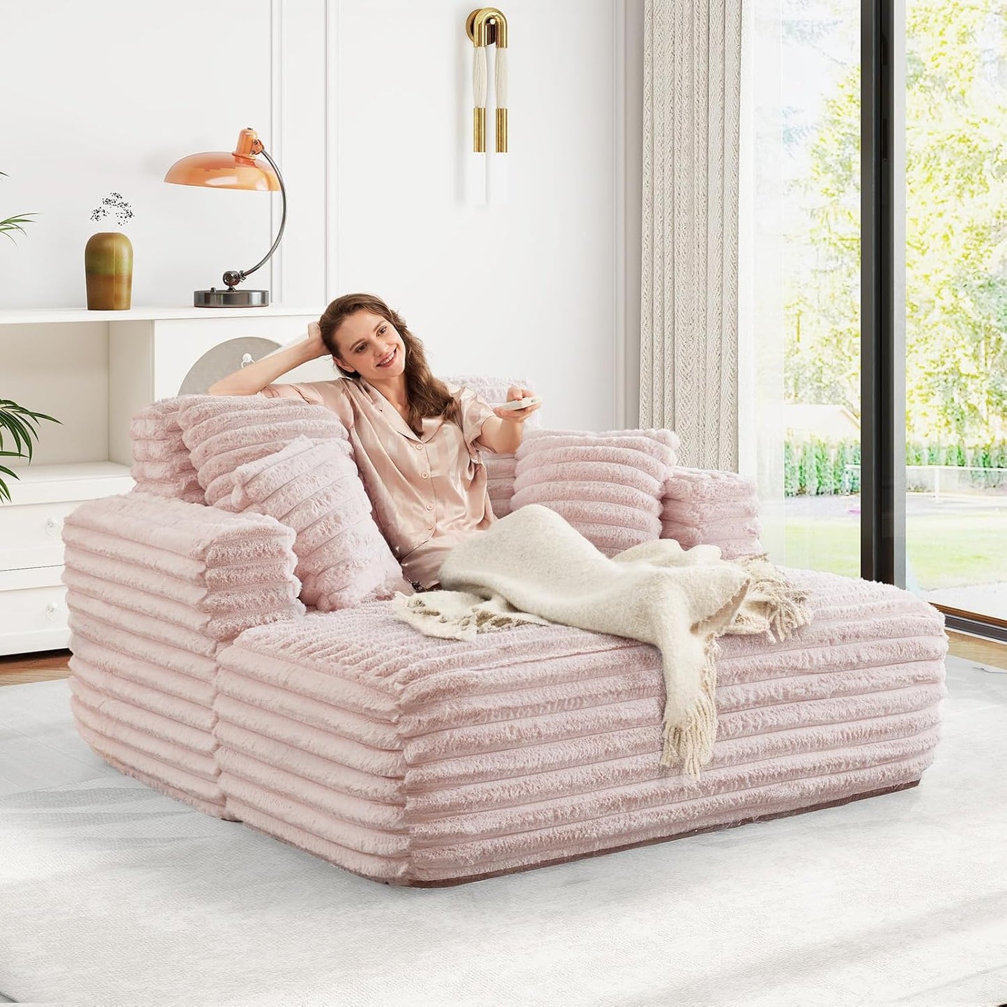 56"W Oversized Chaise Lounge Chair Indoor