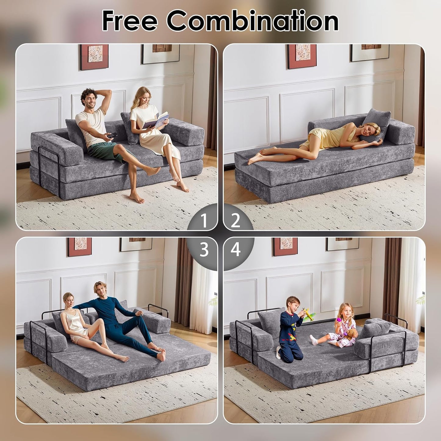 Convertible Sleeper Sofa Bed, 78.5" Corduroy Foldable Loveseat Sofa