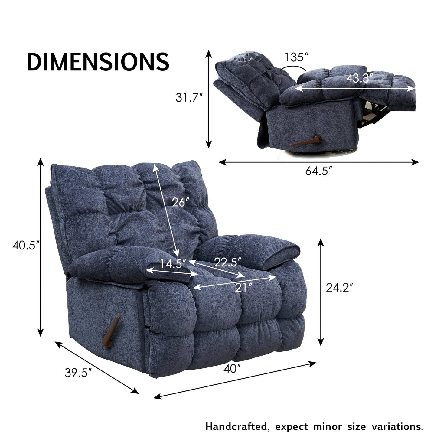 King Size Rocking Recliner Sofa
